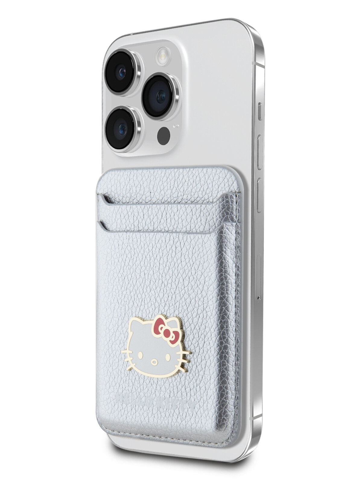 Hello Kitty магн  бумажник Wallet Cardslot MagSafe PU Grained leather Metal Kitty Head Silver