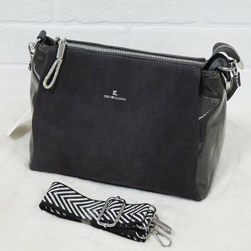 фото Сумка kenguluna c31-2серый, фактура бархатистая, серый