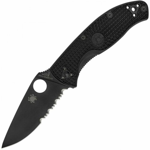 фото Нож складной spyderco tenacious, black part serrated blade