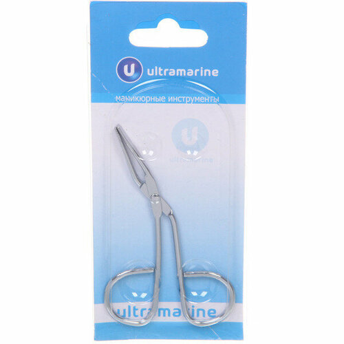 Пинцет - ножницы для бровей из нержавеющей стали на блистере «Ultramarine - Bon Kapriz», скошеный, цвет металл, 8,5*5,3см
