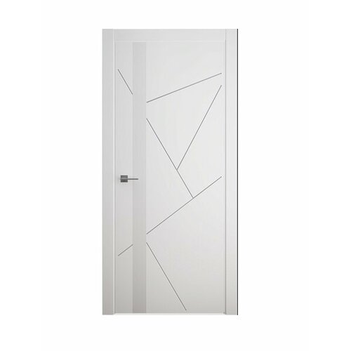 Межкомнатная дверь (дверное полотно) Albero Геометрия-6 покрытие Эмаль / ПО Белая стекло Белое 60х200
