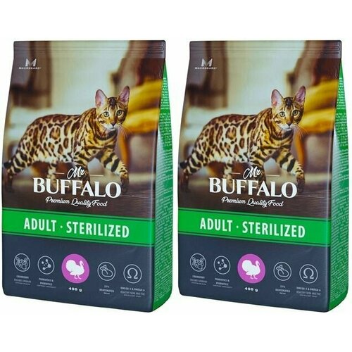 Mr.Buffalo сухой корм для кошек Adult sterilized Индейка, 400 г, 2 уп