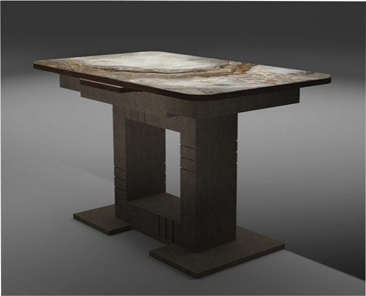 фото Обеденный стол Триумф серый камень+ коричневый камень ЛДСП/МДФ 1240/750/300(руч. механ)форма2(стек. закал)Ф/П Н088 Игни