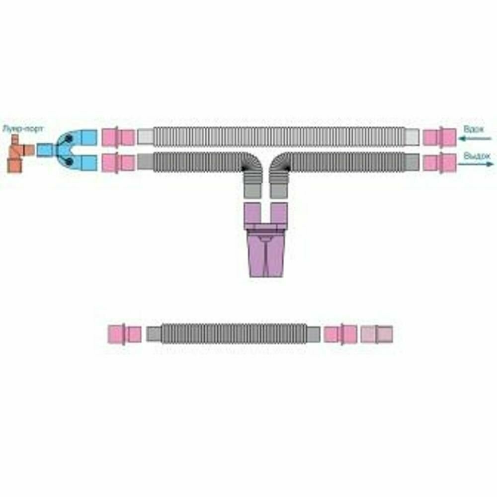 Дыхательный контур гофрированный детский диаметр 15мм длина 1.6м 1 влагосборник дополнительная линия (лимб)
