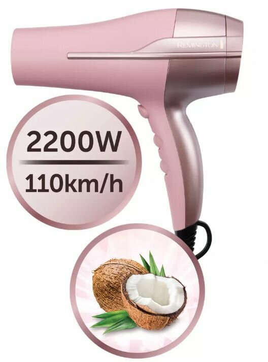 Фен REMINGTON , 2200Вт, розовый - фото №16