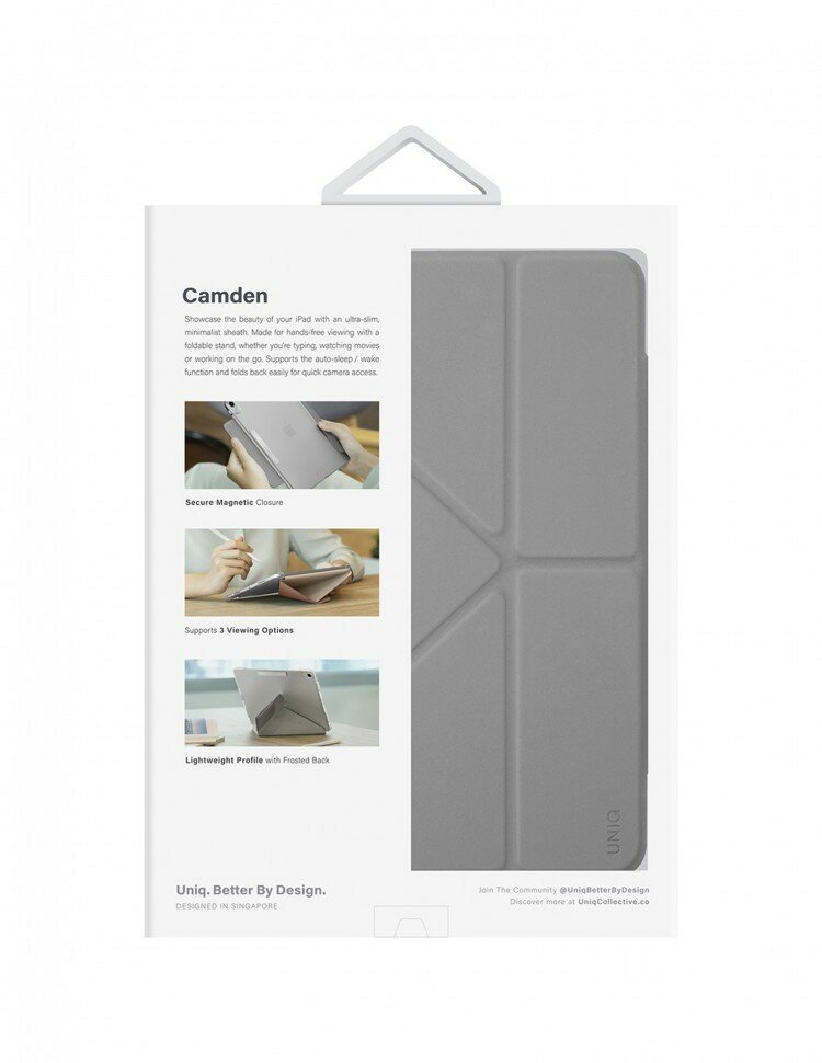Чехол Uniq CAMDEN Anti-microbial для iPad 10.9 (2022) Grey — фото 13