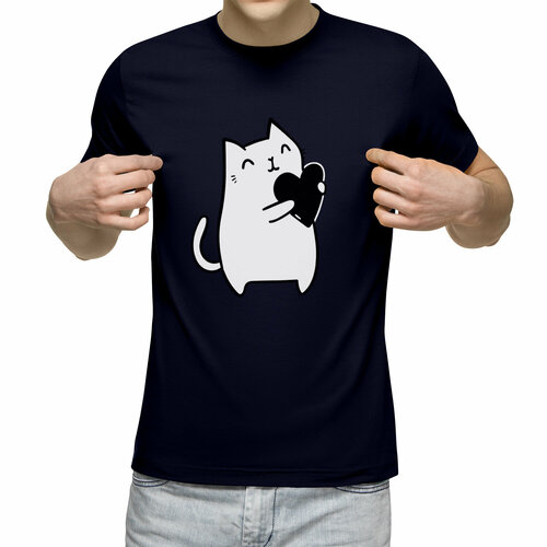 Футболка Us Basic, размер 2XL, синий мужская футболка кот с сердцем xl белый