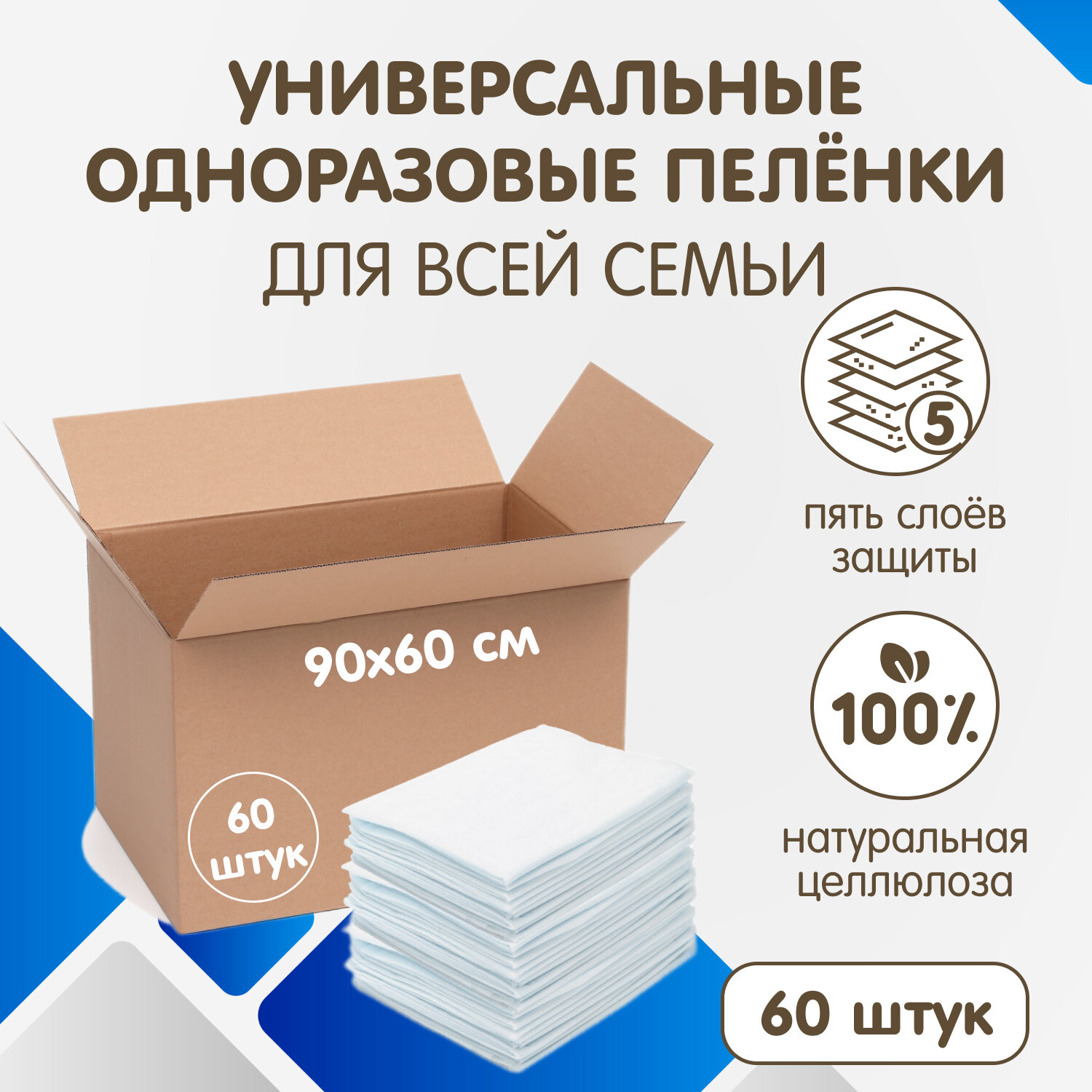 Пеленки универсальные INSEENSE Daily Comfort 90х60см (60 шт.) в коробке