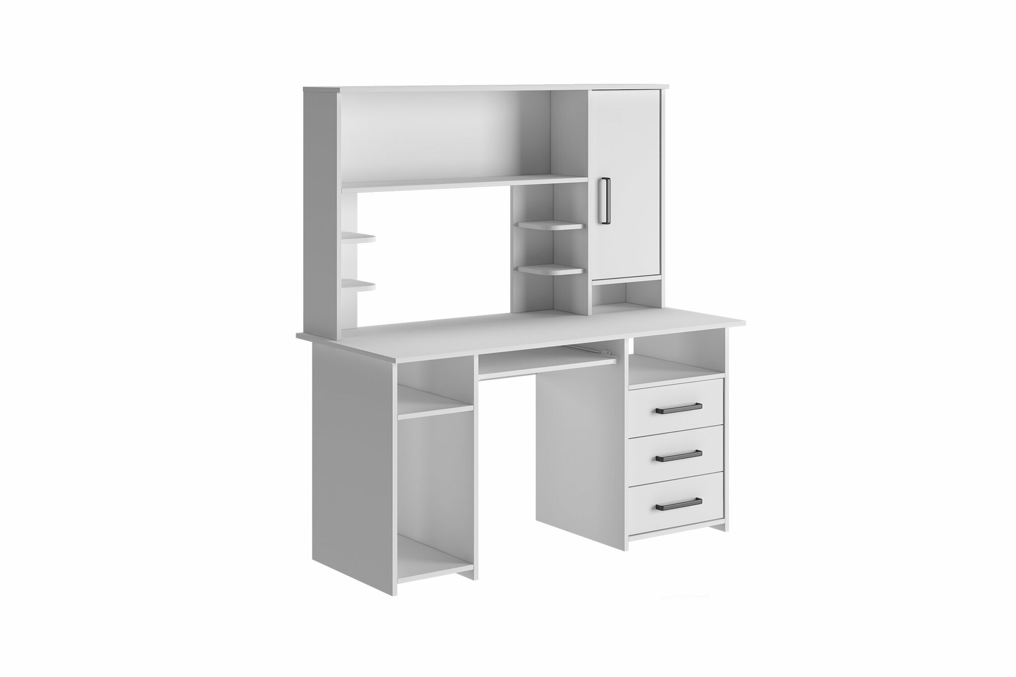 фото Компьютерный стол МК Стиль ЛИК-5 с надстройкой белый 124x57x155.6 см