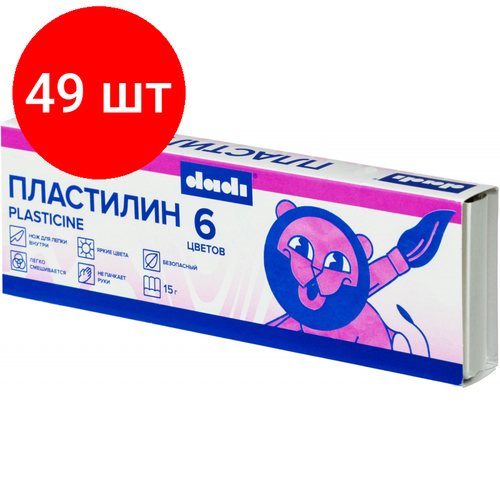 Комплект 49 наб, Пластилин классический Dadi 6 цв 90 г со стеком, DPL15-06A