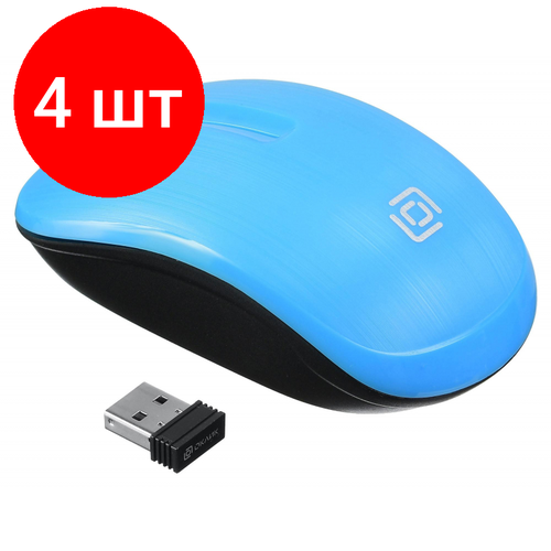 Комплект 4 штук Мышь компьютерная Oklick 525MW голубой опт 1000dpi беспр USB 2but 399200₽