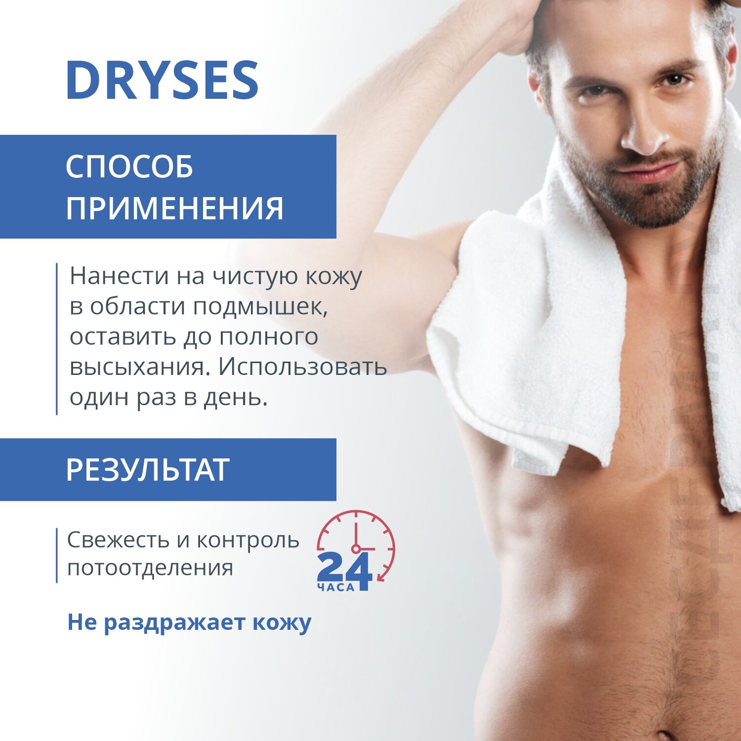 DRYSES Дезодорант-антиперспирант для мужчин от пота и запаха, 75 мл
