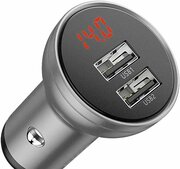 Автомобильное зарядное устройство Baseus Digital Display Dual USB 4.8A Car Charger 24W Silver (CCBX-0S)