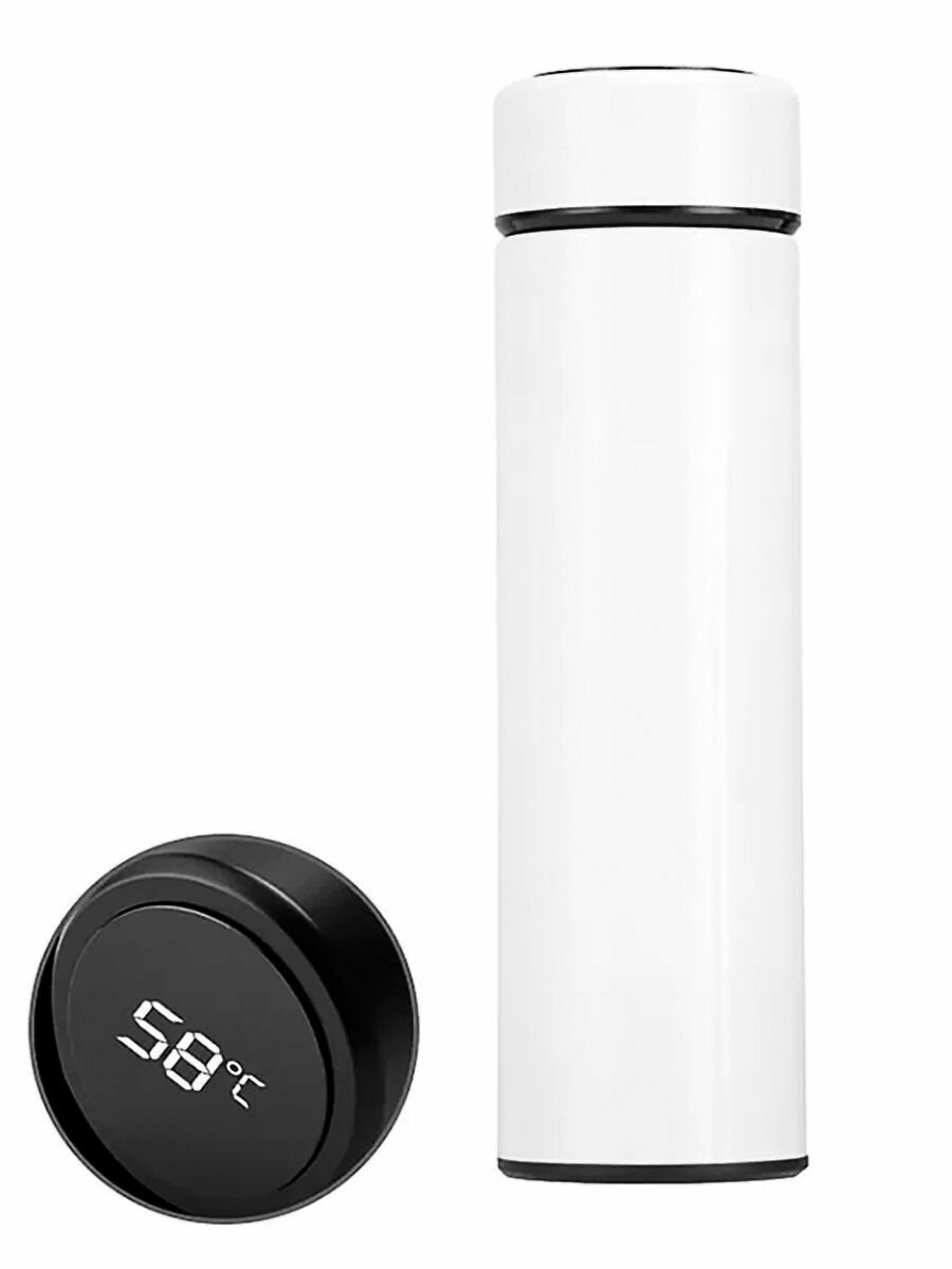 фото Термос с датчиком температуры LED розовый металлик