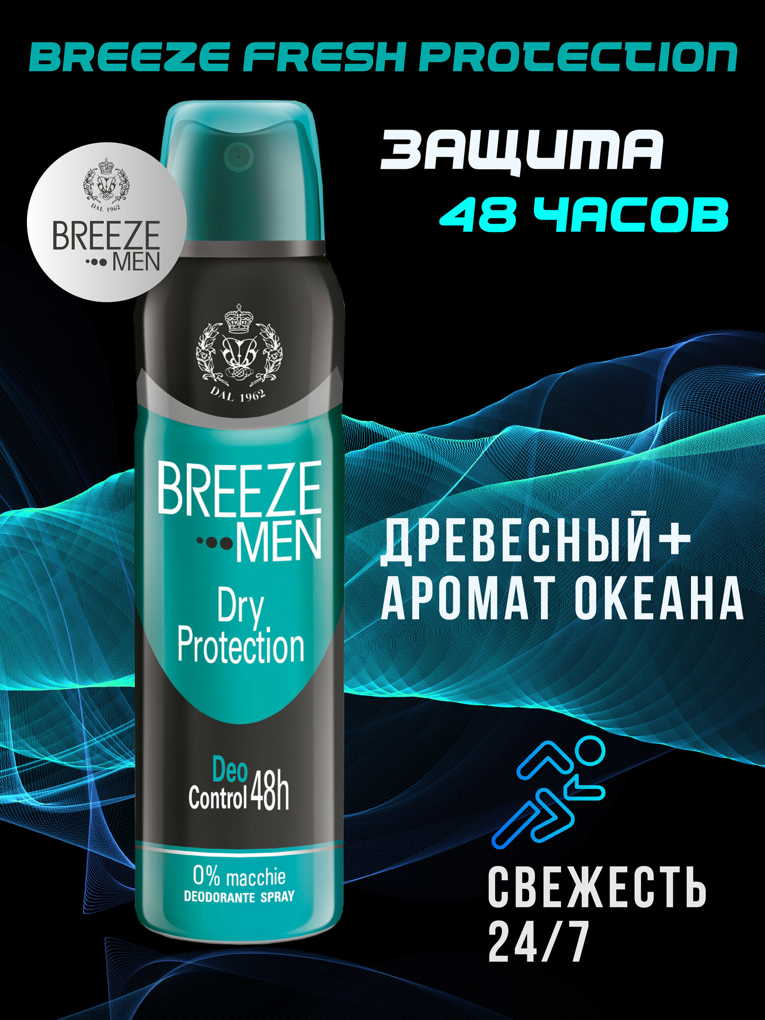 Breeze Мужской дезодорант антиперспирант аэрозоль Dry Protection 150 мл