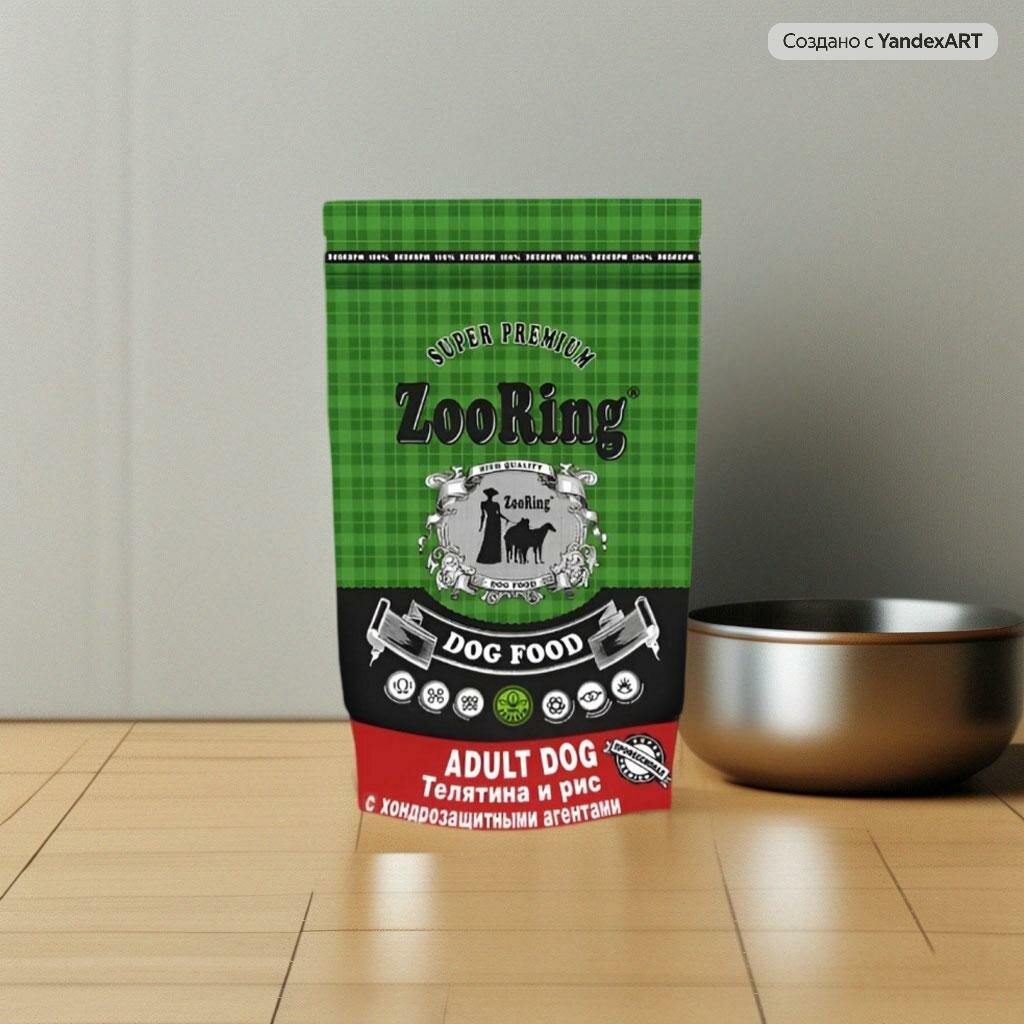 Сухой корм для собак ZooRing телятина, с рисом 2 кг