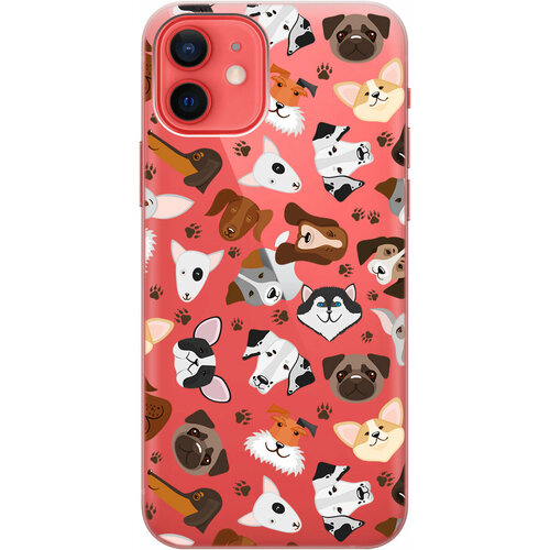 Силиконовый чехол на Apple iPhone 12 / 12 Pro / Эпл Айфон 12 / 12 Про с рисунком Dogs Pattern силиконовый чехол на apple iphone 12 12 pro эпл айфон 12 12 про с рисунком dogs pattern