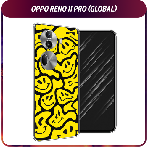 Силиконовый чехол на Oppo Reno 11 Pro (Global) / Оппо Рено 11 Про Глобал Расплывчатые смайлики желтые силиконовый чехол на oppo reno 11 pro global оппо рено 11 про глобал утка с ножом прозрачный