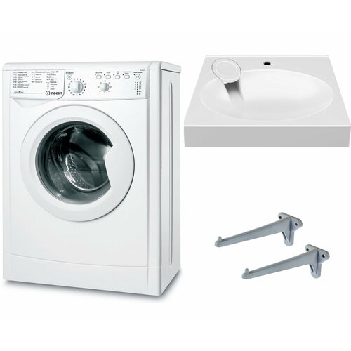 Стиральная машина Indesit IWUB 4085 и раковина Liguria Паола Лигурия 50 над стиральной машиной 3334000₽