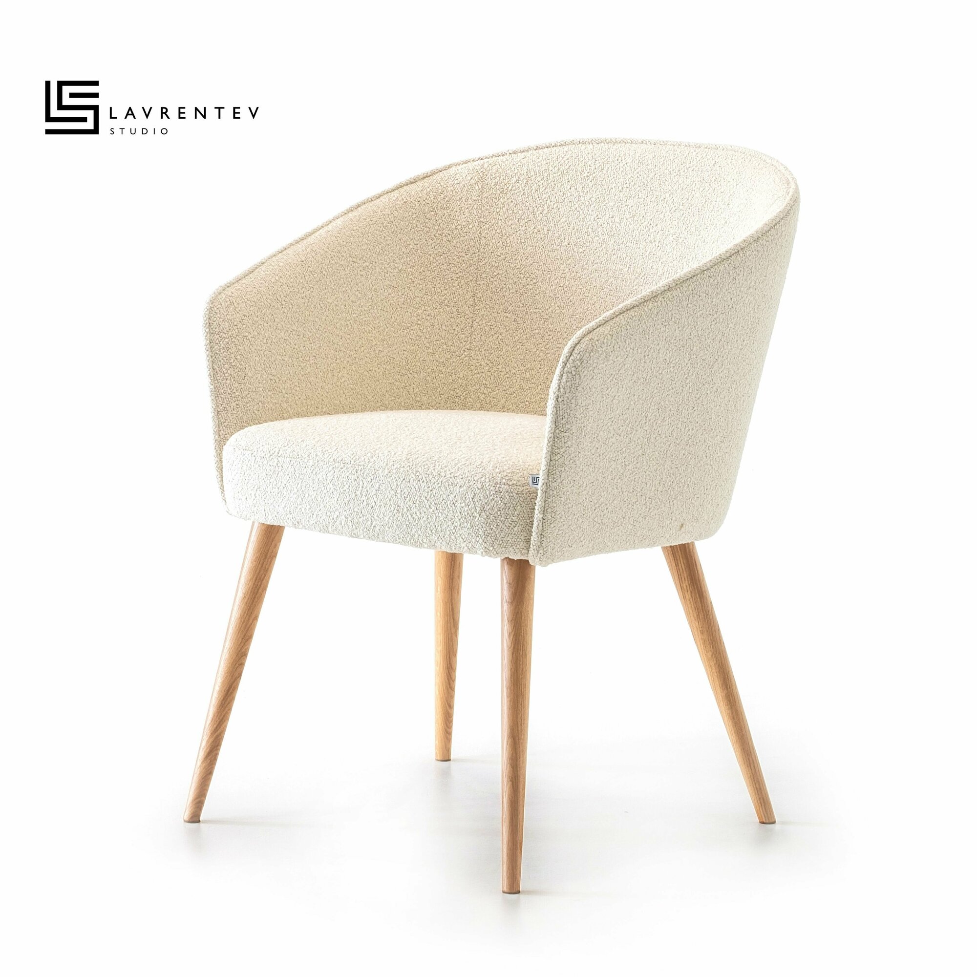 Кресло "Loft-1", ткань Lavore (LE) ECRU , цвет опоры натуральный