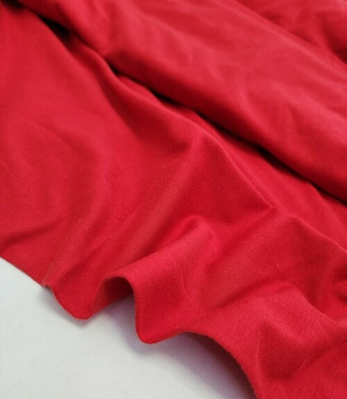 Ткань кулирка хлопок (чулок), цвет красный, 100*200см