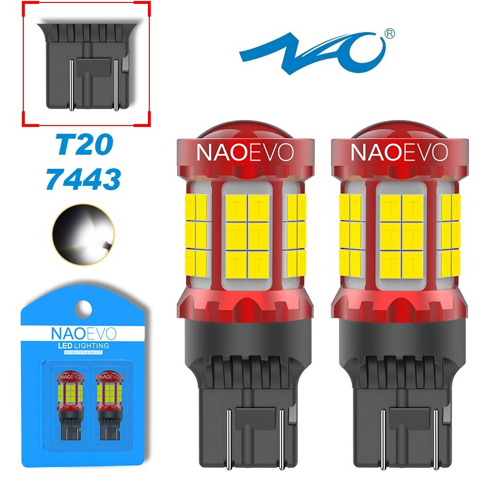 Светодиодная автомобильная LED лампа NAO N39 цоколь T20 (7443 W21/5W) 6 Вт на лампу двухконтактная. Цвет свечения: белый. В упаковке (2 шт)