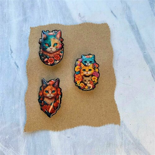 Комплект значков Ramona, голубой, оранжевый