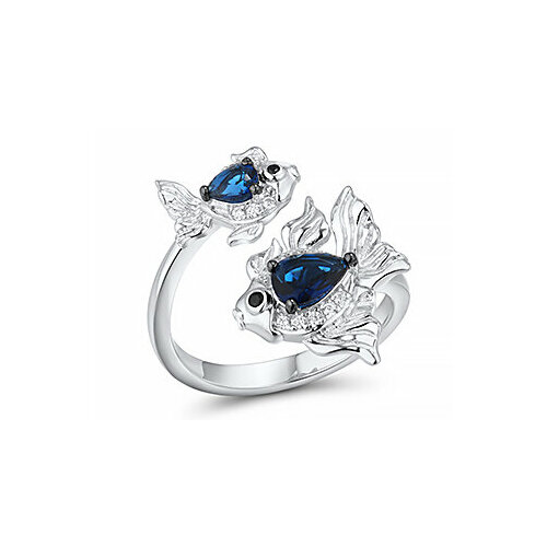 фото Кольцо valtera, серебро, 925 проба, сапфир синтетический, фианит, серебряный