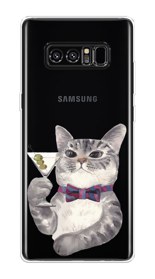 Силиконовый чехол на Samsung Galaxy Note 8 / Самсунг Галакси Ноте 8.0 "Кот джентльмен", прозрачный