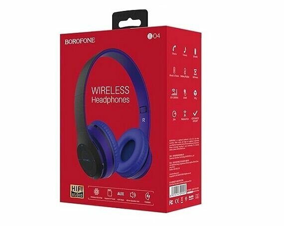 Наушники с Bluetooth Borofone BO4 + с микрофоном синие