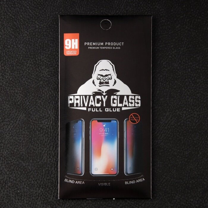 Защитное стекло для iPhone 15/16, антишпион, 9H, 0.33 мм, чёрная рамка — фото 1