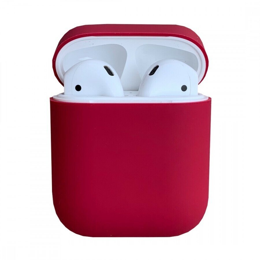 Силиконовый чехол тонкий для Apple AirPods 2 бордовый