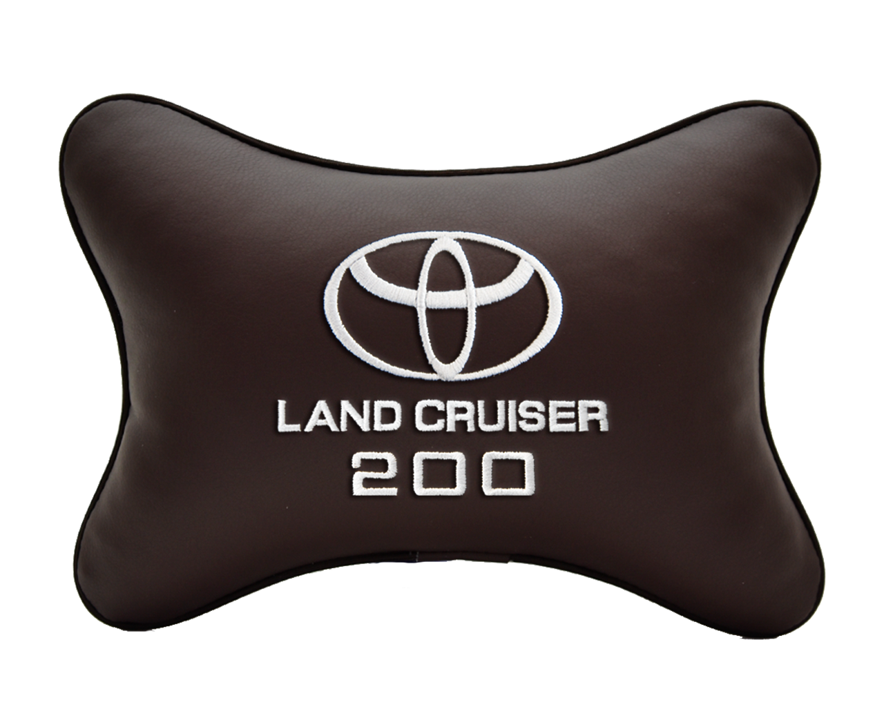 Автомобильная подушка на подголовник экокожа Coffee с логотипом автомобиля TOYOTA LAND CRUISER 200