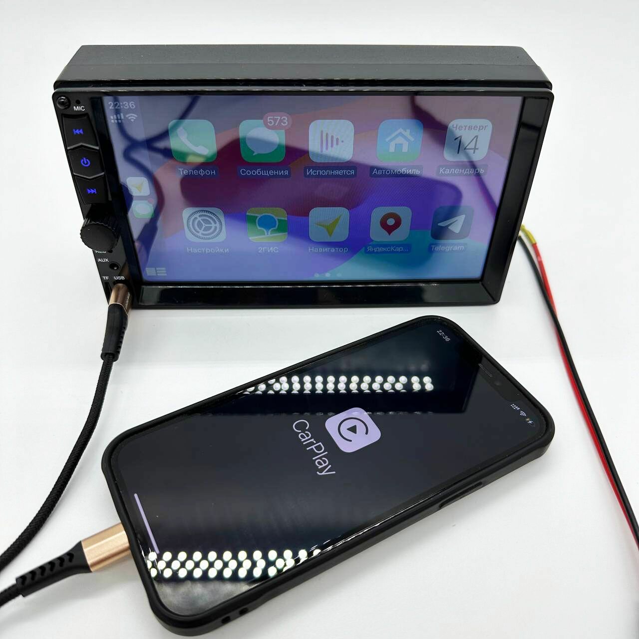 фото Автомагнитола 2 Din 7 дюймов с CarLpay / Автомагнитола 2 Din с сенсорным экраном и камерой заднего вида/ Автомагнитола 2 Din с Bluetooth/ Магнитола для автомобиля 2 DIN Bluetooth AUX Флешка/Автомобильные/с блютуз/в машину/магнитофон