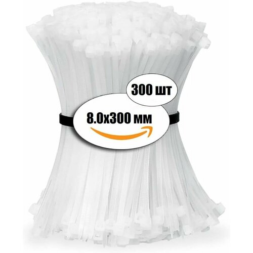 Кабельные стяжки (хомуты) 300 шт (8.0x300 мм) пластиковые белые