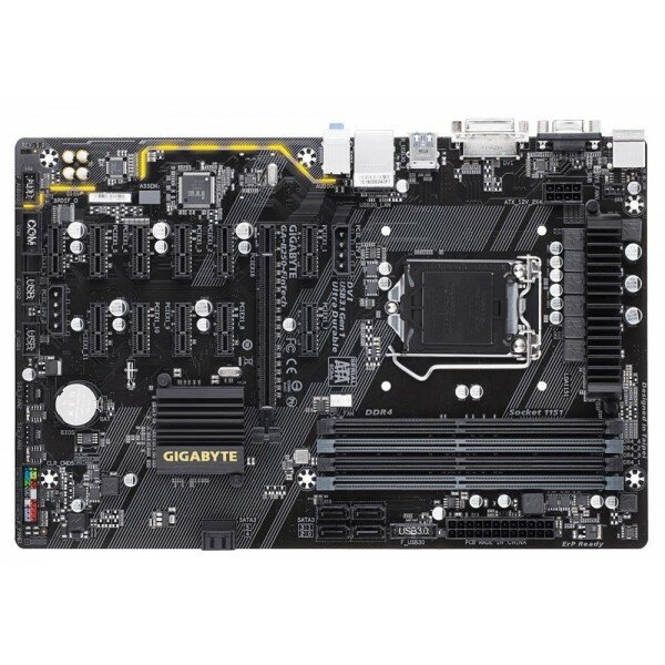 Материнская плата GIGABYTE GA-B250-FinTech rev. 1.0 (Socket 1151. Intel B250. 4xDDR4. USB3.1. VGA. DVI. ATX)