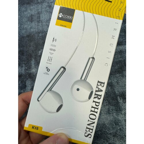 Проводные наушники капельки с микрофоном Cokike K15 95 Дцб 130см 16 Ом разъем 35мм для старых телефонов магнитолы радио MP3-плеера VR-оч 588₽