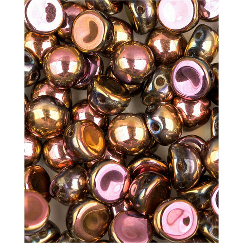 Стеклянные чешские бусины с двумя отверстиями, Cabochon bead, 6 мм, цвет Crystal Full Capri Rose, 50 шт.