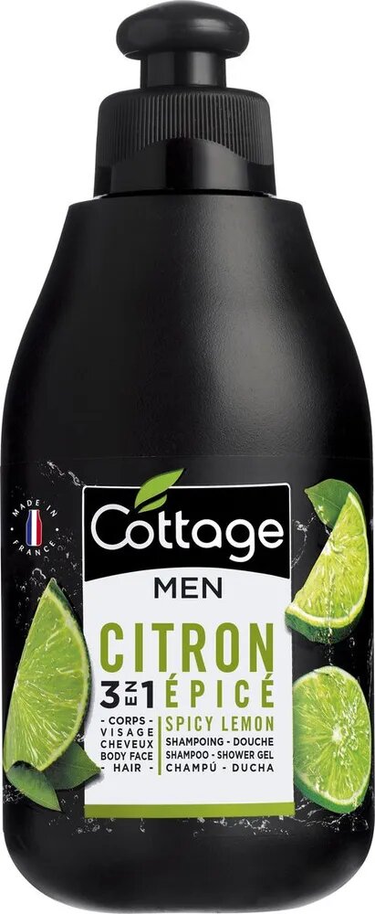 Гель-шампунь для душа 3 в 1 Cottage Men Spicy Lemon, 250 мл, 250 г