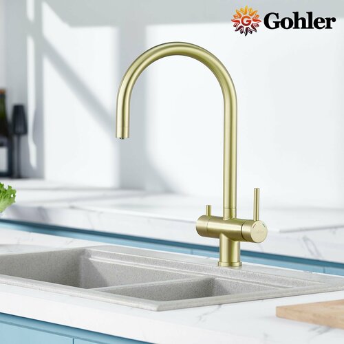 Смеситель для кухни с краном под фильтр для питьевой воды Gohler G4223GR графит