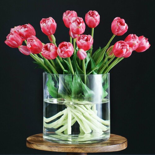 Ваза для цветов и сухоцветов стеклянная прозрачная декоративная интерьерная Трубка 200 D20xH20 cм 1800₽