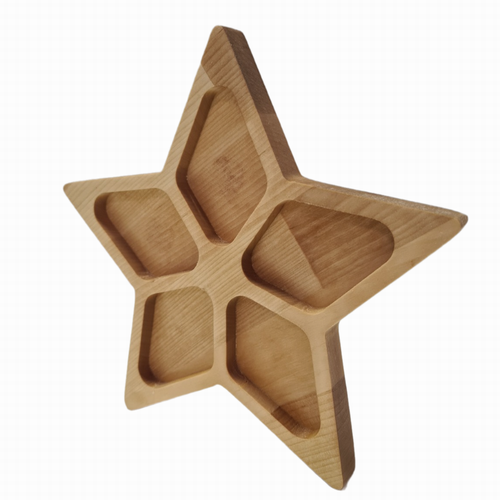 Менажница 226х216х18 см звезда 5 секций покрыта маслом 450₽