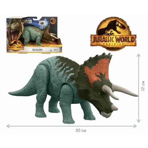 Фигурка динозавра Jurassic World трицератопс Рычащий динозавр TRICERATOPS Roar Strike HDX40 Mattel mattel jurassic world рычащий динозавр барионикс лимб gwd12
