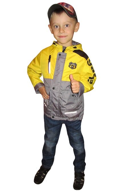 Ветровка для мальчика Эврика детская одежда М-685 размер 92-52-48 цвет: графит/желтый