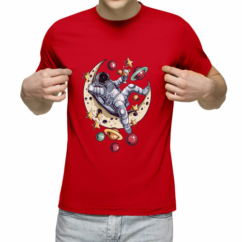 Футболка Us Basic, размер 2XL, красный мужская футболка кот космонавт отдыхает xl белый