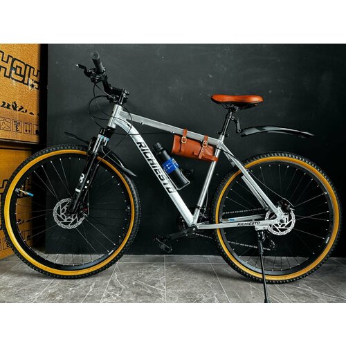 "Взрослый горный велосипед RICHIESTO 29 с алюминиевой рамой 21", серый\коричневый глянец модель 2024
