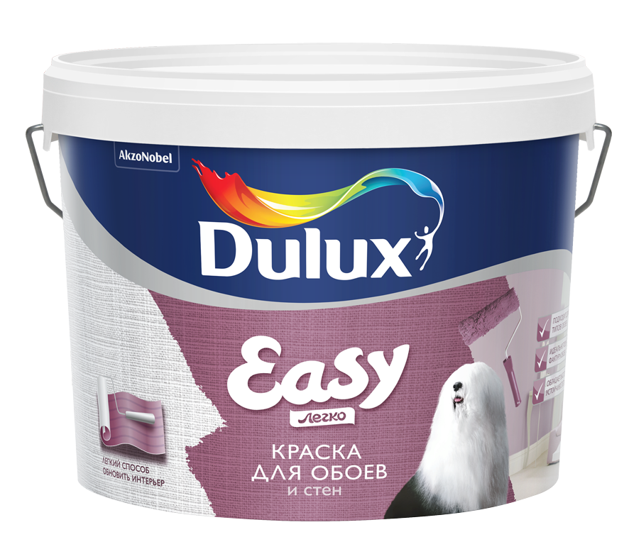 Краска Dulux Easy/Легко обновить обои матовая BW 9 л