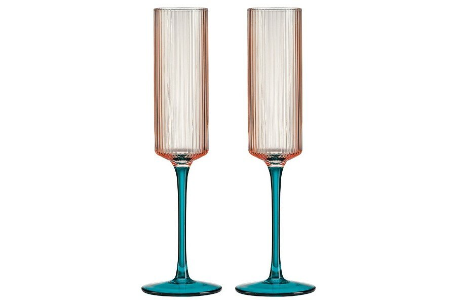 фото Набор бокалов для шампанского Modern Classic, розовый-зелёный, 0,2 л, 2 шт (Pozzi Milano 1876)