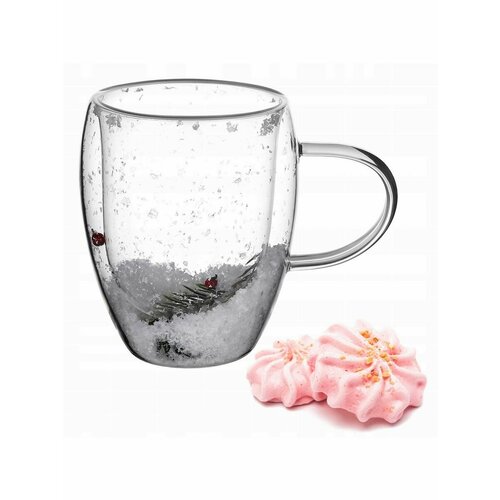 Чашка из двухслойного стекла 350 мл снег 810₽