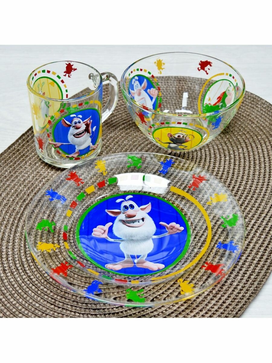 фото Набор "Буба" 3 пр: кружка 250 мл, салатник 13 см, тарелка 19,5 см в под. уп.